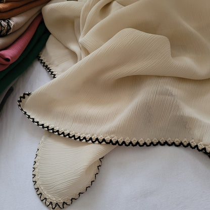 Chiffon Crepe Hijab / Hand-Stitched Edges