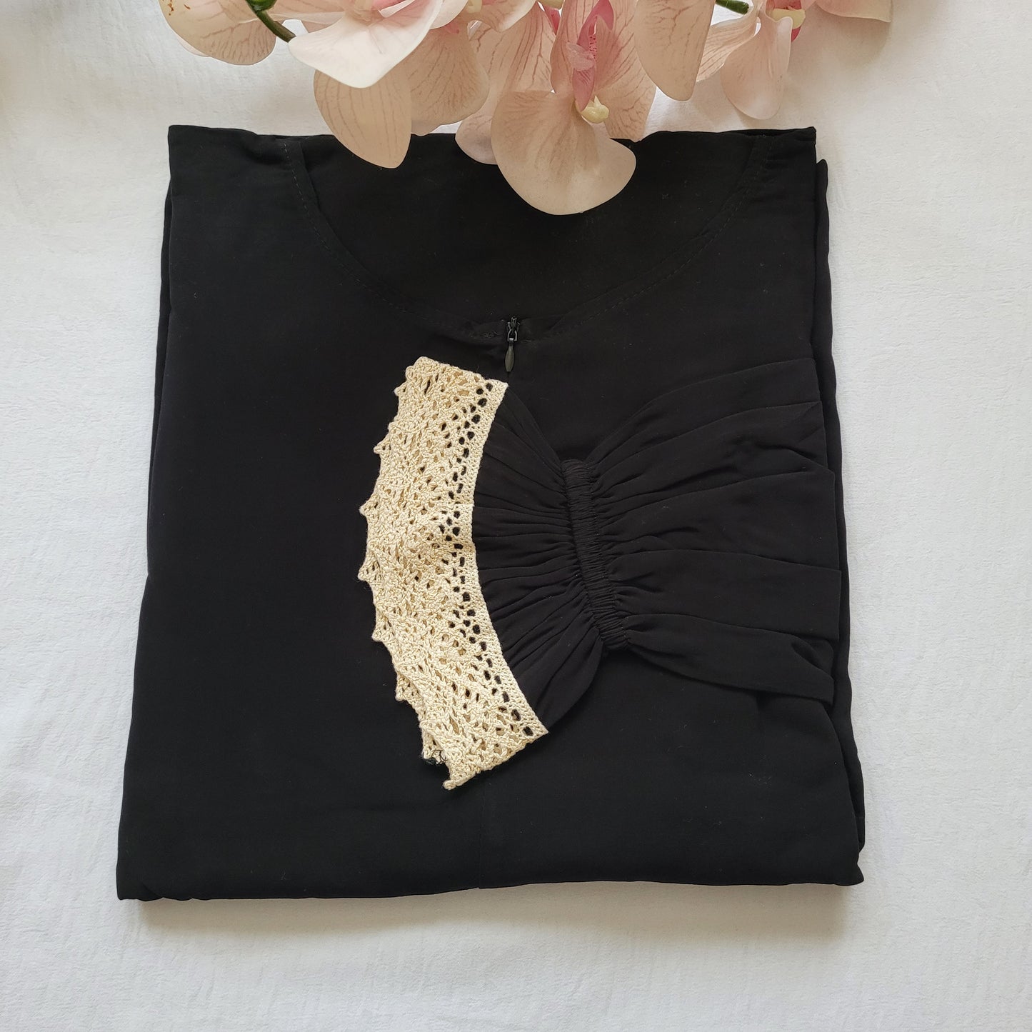 Plain Prayer Dress with Attached Hijab – Soft Viscose  Cotton with Lace Trim | One Size