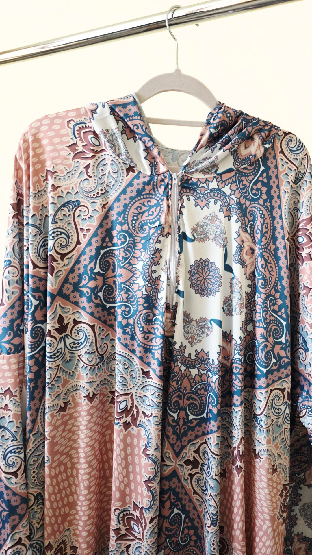 Luxurious Silk Prayer Dress – Soft Satin with Attached Hijab