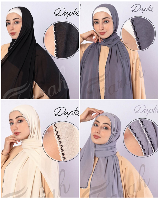 Chiffon Crepe Hijab / Hand-Stitched Edges