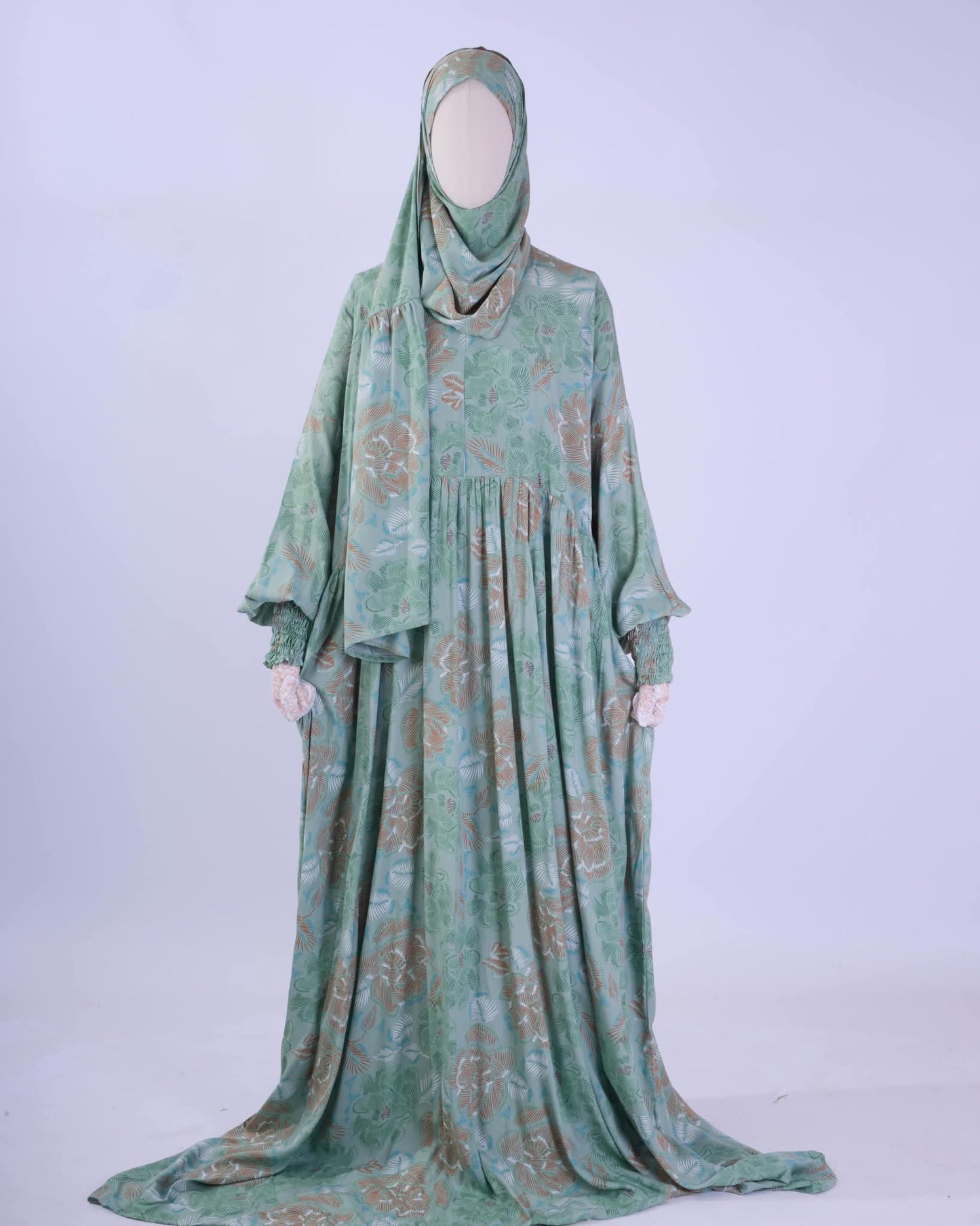 Tiered Prayer Dress with Hidden Zipper – with attached hijab