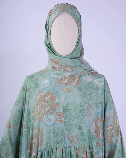Tiered Prayer Dress with Hidden Zipper – with attached hijab