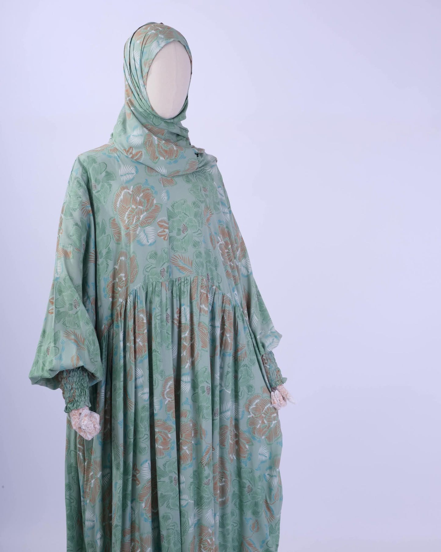 Tiered Prayer Dress with Hidden Zipper – with attached hijab