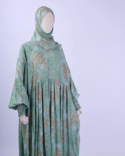 Tiered Prayer Dress with Hidden Zipper – with attached hijab